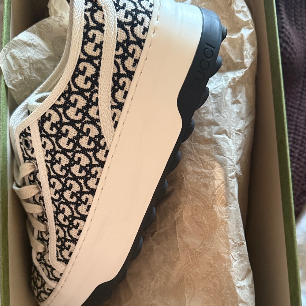 Gucci Black and White Patterned Sneakers